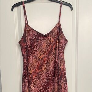 Burgundy Snakeskin Print Slip Dress